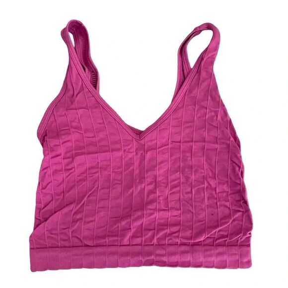 Urban Outfitters Fuschia Purple Ribbed Round Neck Cropp Tank Top XS - Picture 1 of 5